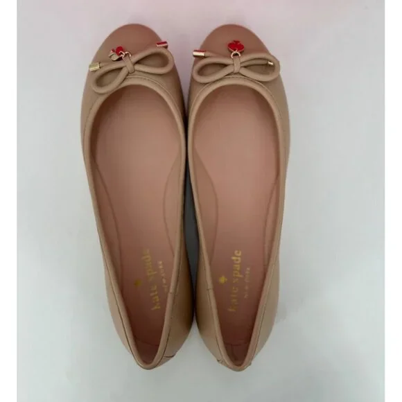 Kate Spade Willa Ballet Flats size 6 in Powder Pink Nappa Leather Bow NEW $228